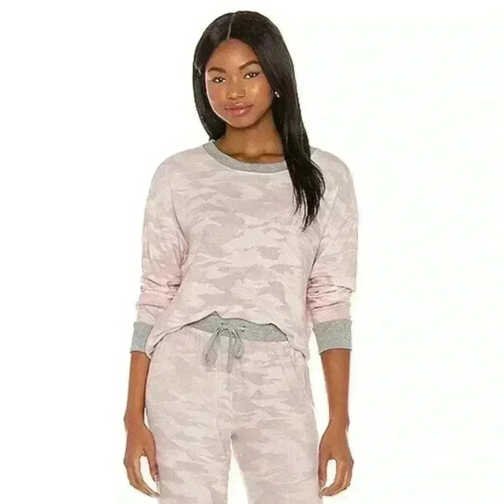 Splendid Women's Westport Long Sleeve Pajama Top ONLY Pink Camo Size L
